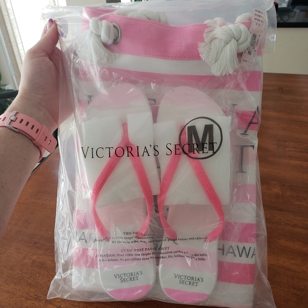 Victoria's Secret Tote & Flip Flops